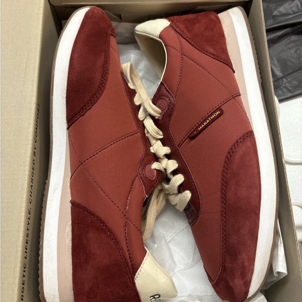 Sam Edelman Burgundy and Cream Sneakers